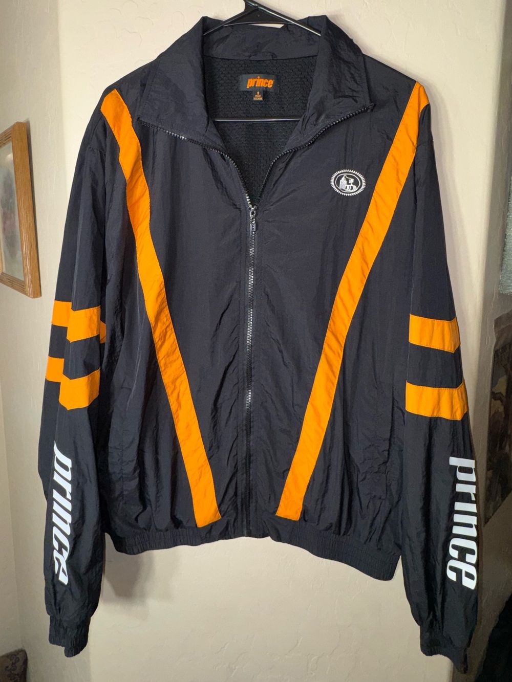 Prince Tito’s Handmade Vodka Full Zip Tennis Windbreaker Jacket Black Orange S